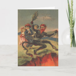 Krampus tar elaka barn till helvetet helgkort