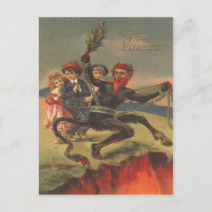 Krampus tar elaka barn till helvetet vykort