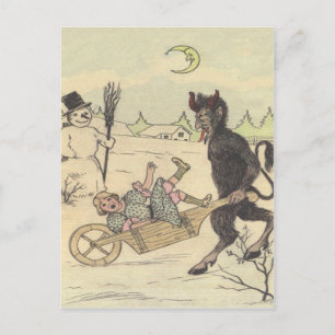 Krampus tar med sig det elaka barnet vykort