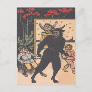 Krampus tar med sig elaka barn vykort