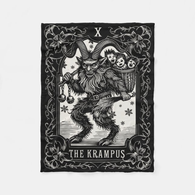 Krampus Tarot Card Design Christmas Season Evil Pa Fleecefilt (Framsidan)