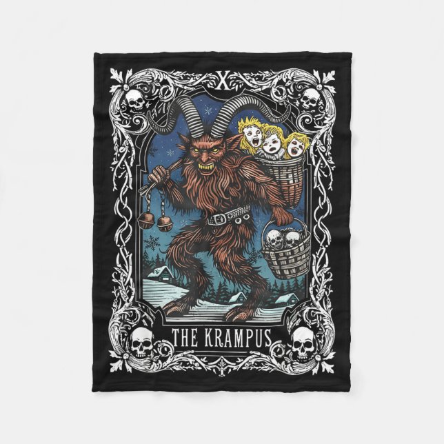 Krampus Tarot Card Design Christmas Season Evil Pa Fleecefilt (Framsidan)