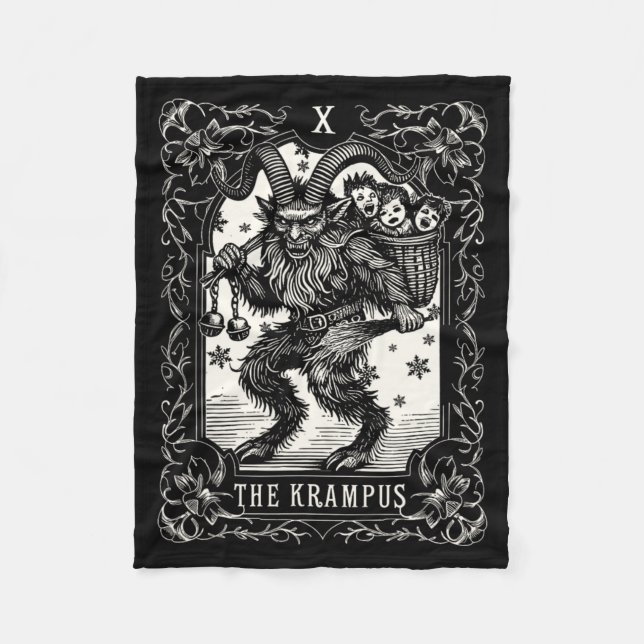 Krampus Tarot Card Design Christmas Season Evil Pa Fleecefilt (Framsidan)