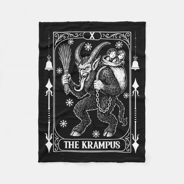 Krampus Tarot Card Design Christmas Season Evil Pa Fleecefilt (Framsidan)