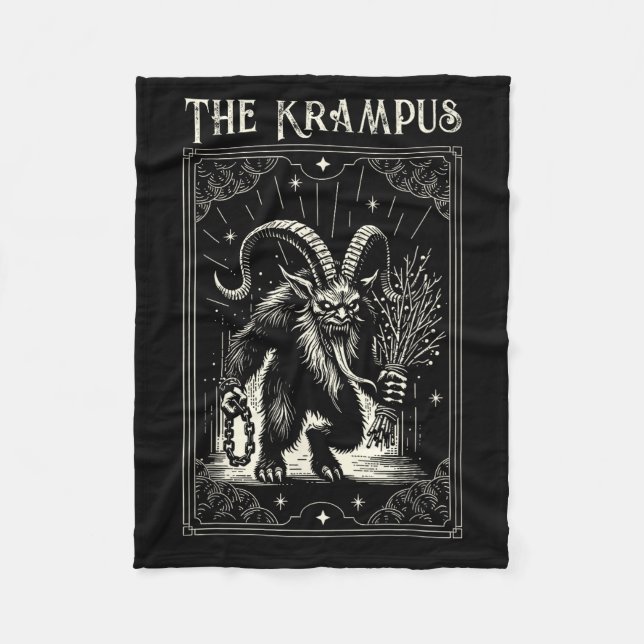 Krampus Tarot Card Design Christmas Season Evil Pa Fleecefilt (Framsidan)