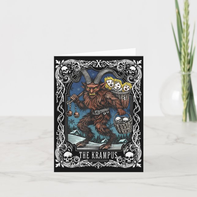 Krampus Tarot Card Design Christmas Season Evil Pa Kort (Framsida)