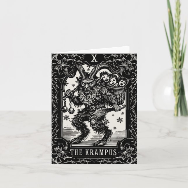 Krampus Tarot Card Design Christmas Season Evil Pa Kort (Framsida)