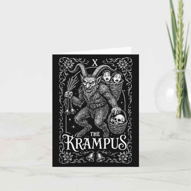 Krampus Tarot Card Design Christmas Season Evil Pa Kort (Framsida)