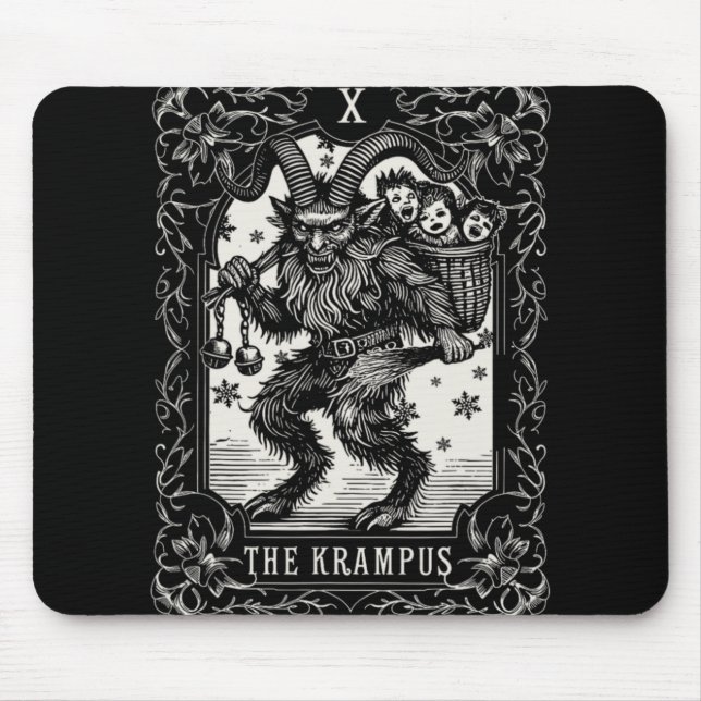 Krampus Tarot Card Design Christmas Season Evil Pa Musmatta (Framsidan)