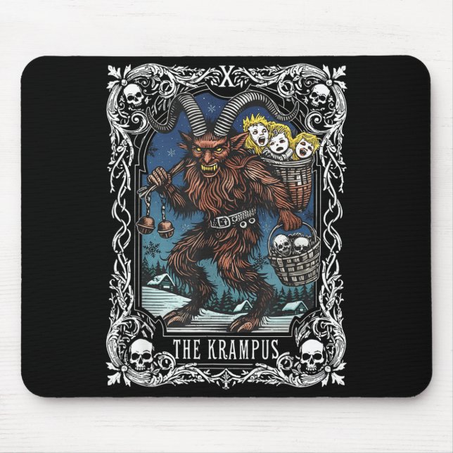 Krampus Tarot Card Design Christmas Season Evil Pa Musmatta (Framsidan)