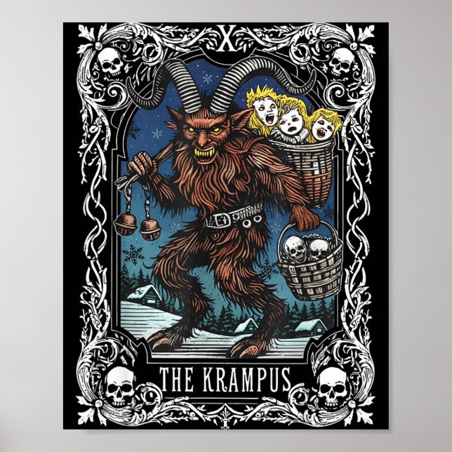 Krampus Tarot Card Design Christmas Season Evil Pa Poster (Framsidan)
