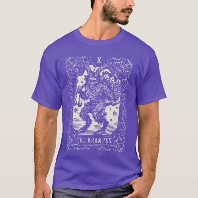 Krampus Tarot Card Design Christmas Season Evil Pa T Shirt (Framsida)