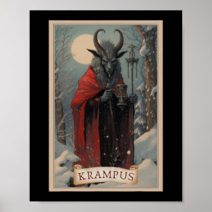 Krampus Tarot Card Design Julafton Hail Santa Chri Poster