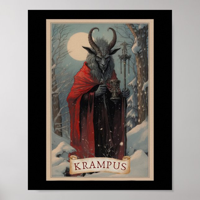 Krampus Tarot Card Design Julafton Hail Santa Chri Poster (Framsidan)