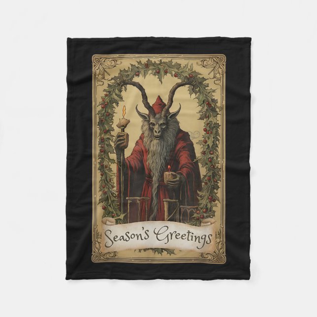 Krampus Tarot Card design Julsäsong Evil Pa Fleecefilt (Framsidan)