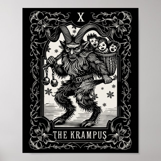 Krampus Tarot Card design Julsäsong Evil Pa Poster (Framsidan)