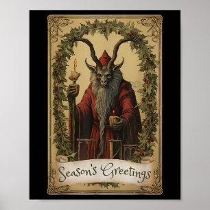 Krampus Tarot Card design Julsäsong Evil Pa Poster