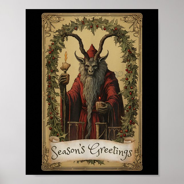Krampus Tarot Card design Julsäsong Evil Pa Poster (Framsidan)