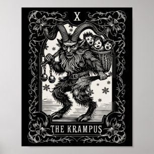 Krampus Tarot Card design Julsäsong Evil Pa Poster