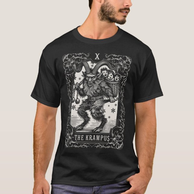 Krampus Tarot Card design Julsäsong Evil Pa T Shirt (Framsida)