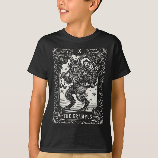 Krampus Tarot Card design Julsäsong Evil Pa T Shirt (Framsida)