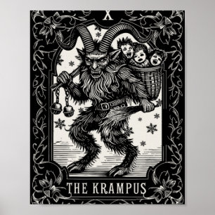 Krampus Tarot-kortdesign Julsäsong Ond Pa Poster