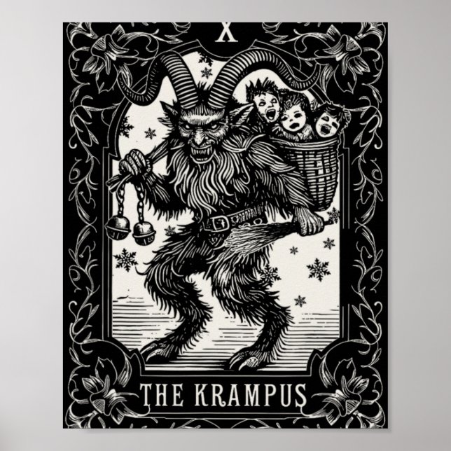 Krampus Tarot-kortdesign Julsäsong Ond Pa Poster (Framsidan)