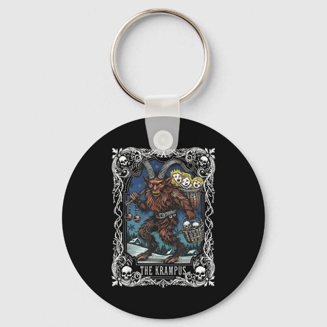 Krampus Tarot-kortdesign Julsäsong Ond Paj Nyckelring (Framsida)