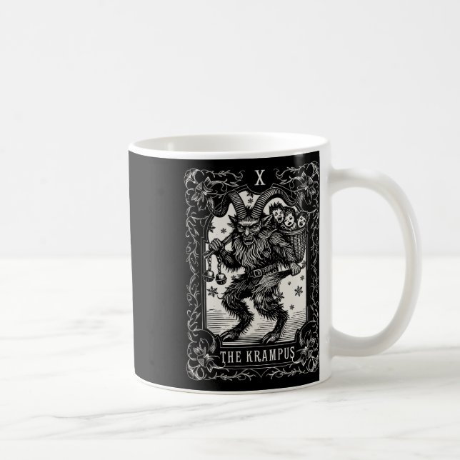 Krampus Tarot-kortdesign Julsäsong Ond Päls Kaffemugg (Höger)