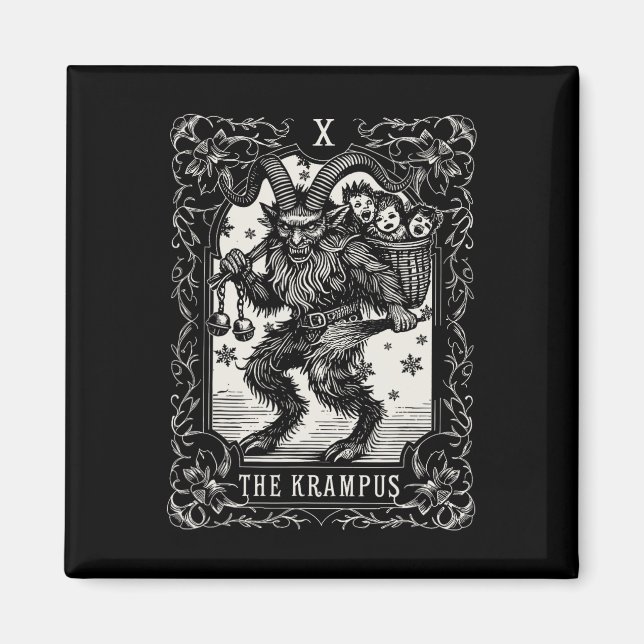 Krampus Tarot-kortdesign Julsäsong Onda Pa Magnet (Framsidan)