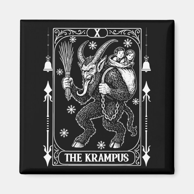 Krampus Tarot-kortdesign Julsäsong Onda Pa Magnet (Framsidan)
