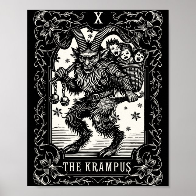 Krampus Tarot-kortdesign Julsäsong Onda Pa Poster (Framsidan)