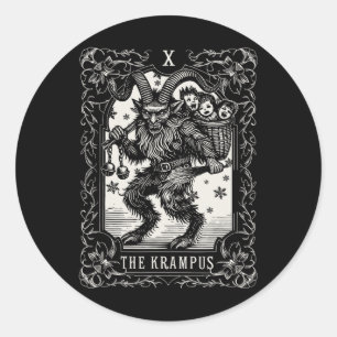 Krampus Tarot-kortdesign Julsäsong Onda Pa Runt Klistermärke
