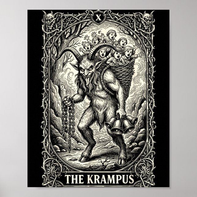 Krampus Tarotkort Goth Witches Svarta Pyjamas C Poster (Framsidan)