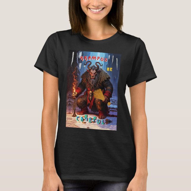 Krampus Var försiktig T Shirt (Framsida)