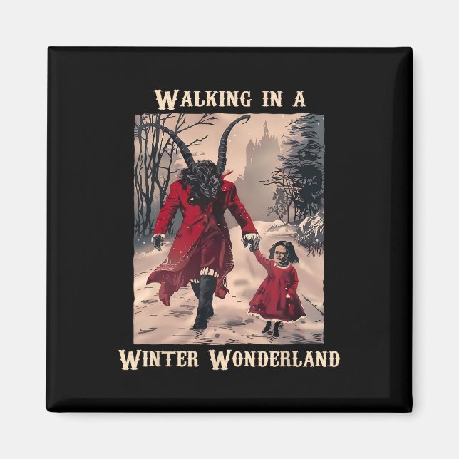 Krampus Winter Wonderland Gothic juldesign Magnet (Framsidan)