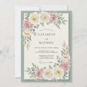 Krämrosa Bröllop Blossom Wedding Inbjudningar