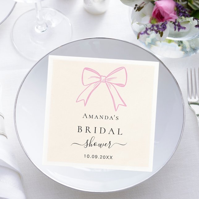 Krämrosa handritad slinga Bröllopsdusch Pappersservett (Skapare uppladdad)