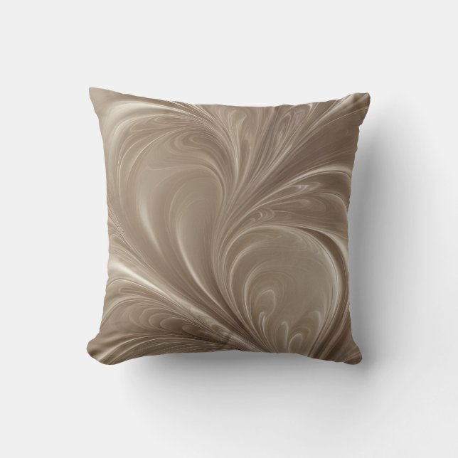 Krämskruv - Mjuk Beige Abstrakt Flytande Design Kudde (Framsida)