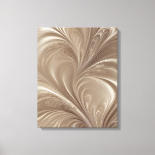 Krämvirvel - Mjuk Beige Abstrakt Flytande Design Canvastryck