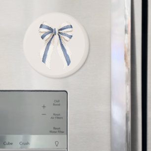 Krämvit blårandig rosett magnet