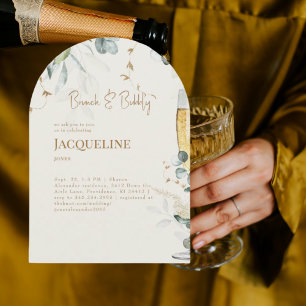 Krämvit blomster champagne brunch & bubbellysbåge inbjudningar