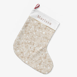Krämvit glitter glitter jul stor julstrumpa