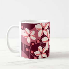 Krämvit och persikorosa blommig mönster kaffemugg