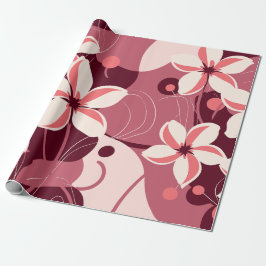 Krämvit och persikorosa blommönster presentpapper