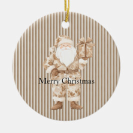 Krämvita ränder Santa jul Julgransprydnad Keramik