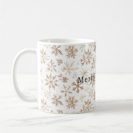 Krämvita snöflingor jul   kaffemugg