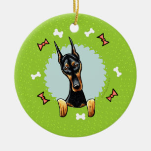 Kran för DobermanPinscherjul Julgransprydnad Keramik