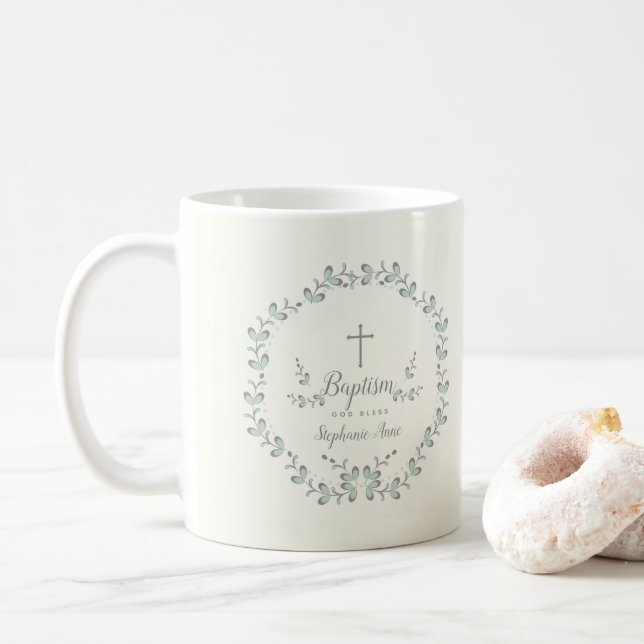 Kran för dopblått- och gröntlöv kaffemugg (Med munk)