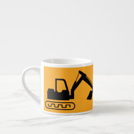 Kran Grävmaskin, Gul Svart, Arbetare Espressomugg